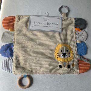 NEW Infant Baby Security Blanket Teether Ring Crinkle Sound Lion Unisex
